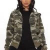 Fashion Nova Hiding My Feelings Camo Zip Hoodie - Olive/combo Teddies & Babydolls