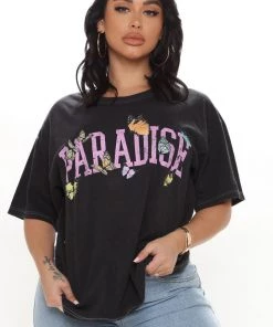 Fashion Nova Floating In Paradise Top - Black Wash Teddies & Babydolls