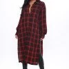 Fashion Nova Teddies & Babydolls Give Me Everything Plaid Tunic - Red/combo