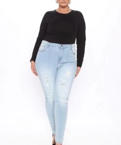 Fashion Nova Lily Crew Neck Long Sleeve Top - Black New Today