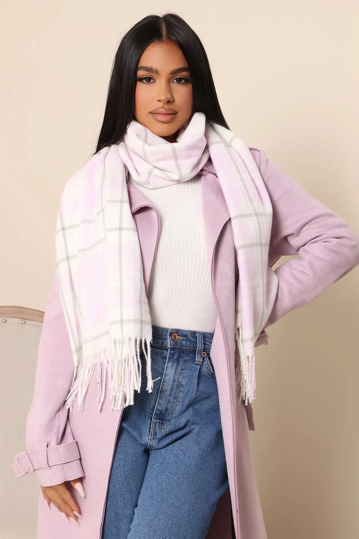Fashion Nova See You Around Plaid Scarf - Lilac 1 Fashion Nova See You Around Plaid Scarf - Lilac