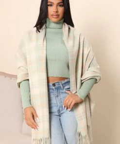 Fashion Nova See You Around Plaid Scarf - Sage