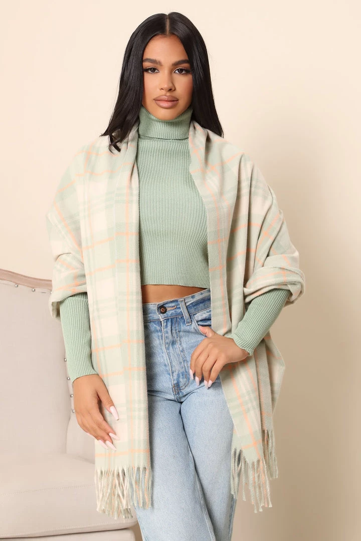 Fashion Nova See You Around Plaid Scarf - Sage 2 Fashion Nova See You Around Plaid Scarf - Sage