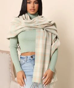Fashion Nova See You Around Plaid Scarf - Sage