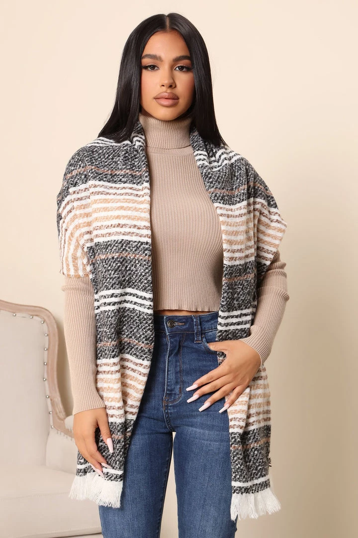 Fashion Nova New Today Ready For It Stripe Scarf - Black 2 Fashion Nova New Today Ready For It Stripe Scarf - Black