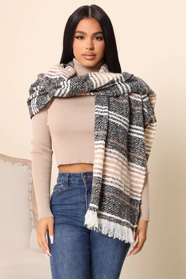 Fashion Nova New Today Ready For It Stripe Scarf - Black 1 Fashion Nova New Today Ready For It Stripe Scarf - Black