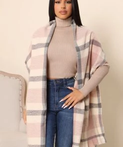 FashionNob Teddies & Babydolls As If Plaid Scarf - Pink