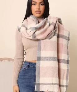 FashionNob Teddies & Babydolls As If Plaid Scarf - Pink