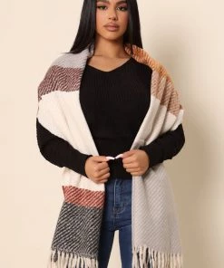 Fashion Nova Ready Or Not Colorblock Scarf - Ivory