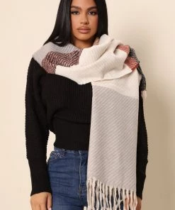 Fashion Nova Ready Or Not Colorblock Scarf - Ivory