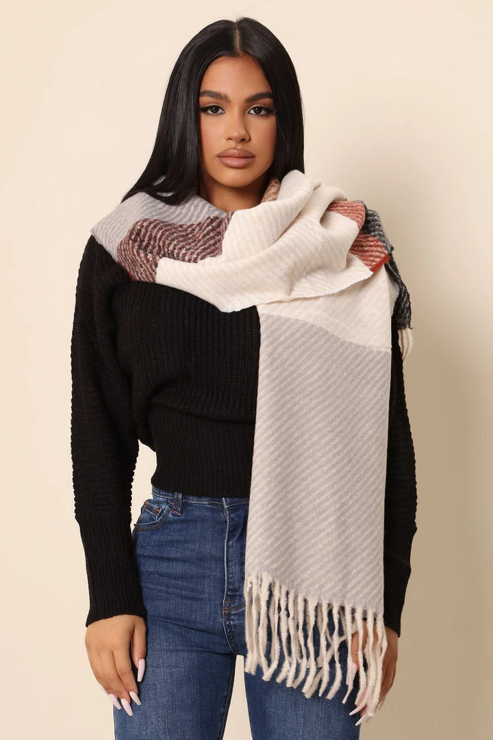 Fashion Nova Ready Or Not Colorblock Scarf - Ivory 1 Fashion Nova Ready Or Not Colorblock Scarf - Ivory