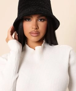 Fashion Nova Teddies & Babydolls Here For Fun Bucket Hat - Black