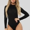 Fashion Nova Best Sellers Melanie Mock Neck Bodysuit - Black