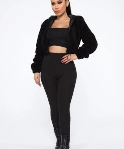 Fashion Nob Don't Dream It's Over Fuzzy Jacket - Black Teddies & Babydolls