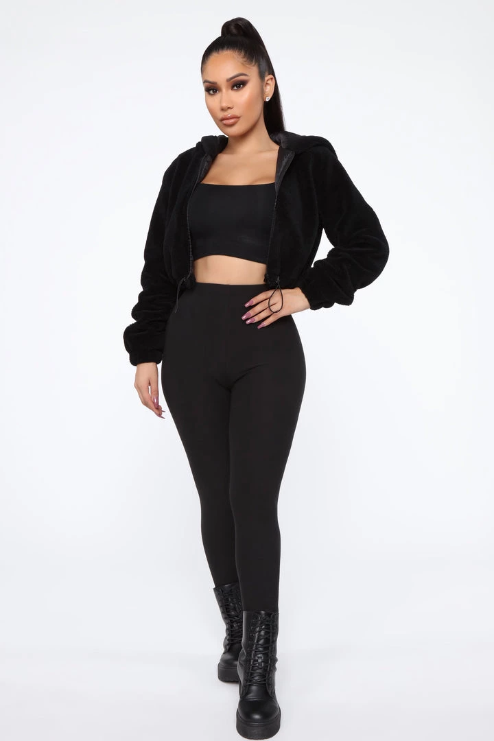 Fashion Nob Don't Dream It's Over Fuzzy Jacket - Black Teddies & Babydolls