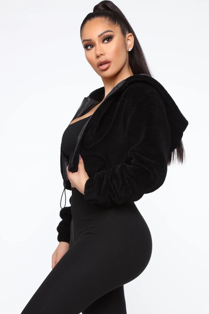 Fashion Nob Don't Dream It's Over Fuzzy Jacket - Black Teddies & Babydolls