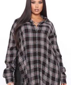 Fashion Nova Paris Plaid Maxi Top - Black/White