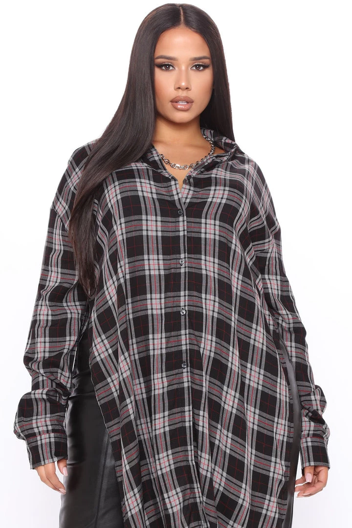 Fashion Nova Paris Plaid Maxi Top - Black/White