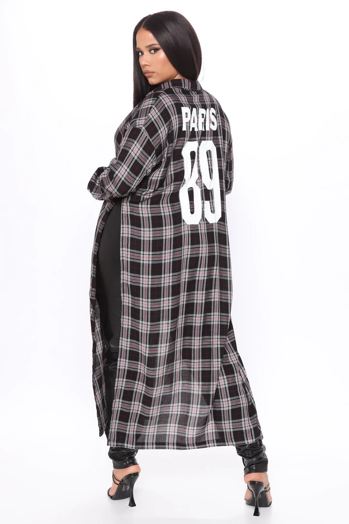 Fashion Nova Paris Plaid Maxi Top - Black/White