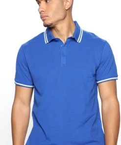 Fashion Nova New Today Wilson Short Sleeve Polo - Royal Blue