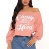 Fashion Nova Classy And Hood Off Shoulder Top - Mauve Teddies & Babydolls