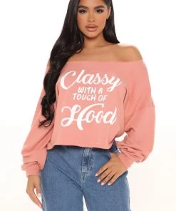 Fashion Nova Classy And Hood Off Shoulder Top - Mauve Teddies & Babydolls