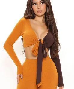 Fashion Nova Best Sellers Got Options Color Block Pant Set - Brown/combo