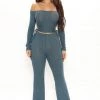 Fashion Nova Imani Flare Pant Set - Teal