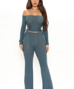 Fashion Nova Imani Flare Pant Set - Teal