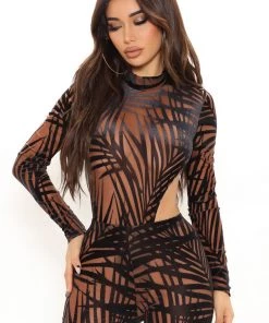 Fashion Nova Estella Legging Set - Brown/combo