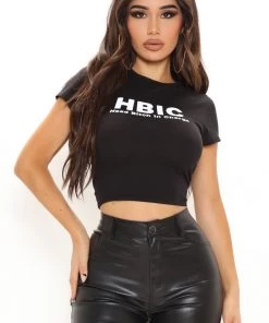 Fashion Nova Head Bitch In Charge Top - Black