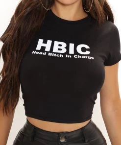 Fashion Nova Head Bitch In Charge Top - Black