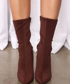 Fashion Nova Young Hearts Booties - Brown SHOES