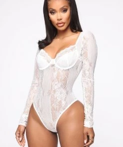 Fashion Nova Take It To Heart Lace Bodysuit - White Teddies & Babydolls 6 Fashion Nova Take It To Heart Lace Bodysuit - White Teddies & Babydolls