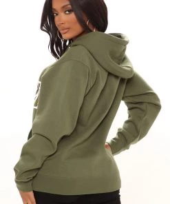 FashionNob Boy Mom Oversized Hoodie - Olive