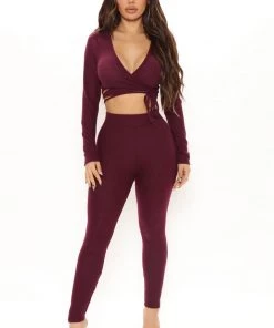 FashionNob SETS All Tied Up Legging Set - Plum