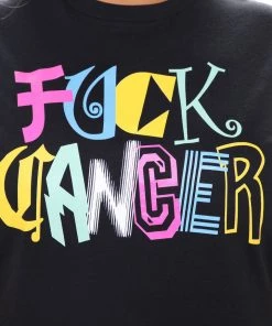 Fashion Nova Teddies & Babydolls Fuck Cancer T-Shirt - Black