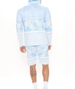 Mysite Tricot Paisley Print Shorts - Blue New Today