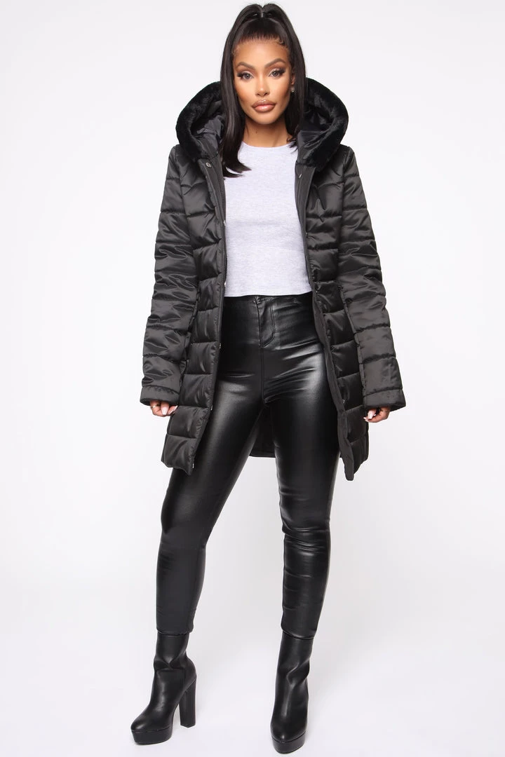 Fashion Nob Winter Blowout Tough Feels Puffer Coat - Black