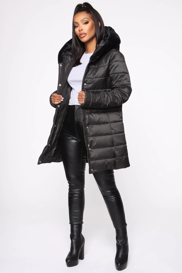 Fashion Nob Winter Blowout Tough Feels Puffer Coat - Black