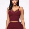 FashionNob Bedroom Cuddle PJ Set - Burgundy