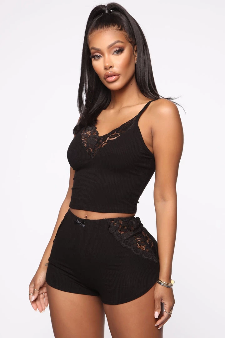 Fashion Nob Bedroom Cuddle PJ Set - Black Sleepwear & Robes 2 Fashion Nob Bedroom Cuddle PJ Set - Black Sleepwear & Robes