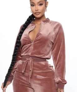 Fashion Nova Destination Super Soft Velour Jumpsuit - Brown Teddies & Babydolls