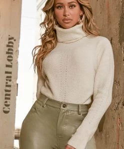 Fashion Nova Stood You Up Turtleneck Sweater - Ivory Teddies & Babydolls