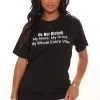 Fashion Nova Teddies & Babydolls Don't Disturb My Vibe Short Sleeve Top - Black
