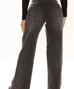 Fashion Nova Going Midtown Stretch Wide Leg Jeans - Black