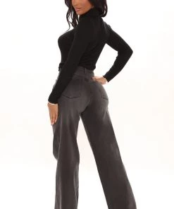 Fashion Nova Going Midtown Stretch Wide Leg Jeans - Black