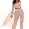 Fashion Nova SETS Julieta 3 Piece Metallic Knit Pant Set - Rose