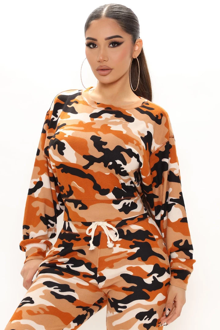 Fashion Nova Looking For Me Camo Pullover - Orange Teddies & Babydolls 1 Fashion Nova Looking For Me Camo Pullover - Orange Teddies & Babydolls