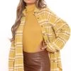 Fashion Nob Out And About Plaid Shacket - Mustard